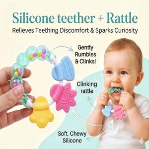Silicone Ring Teether with jhunjhuni (1pc)