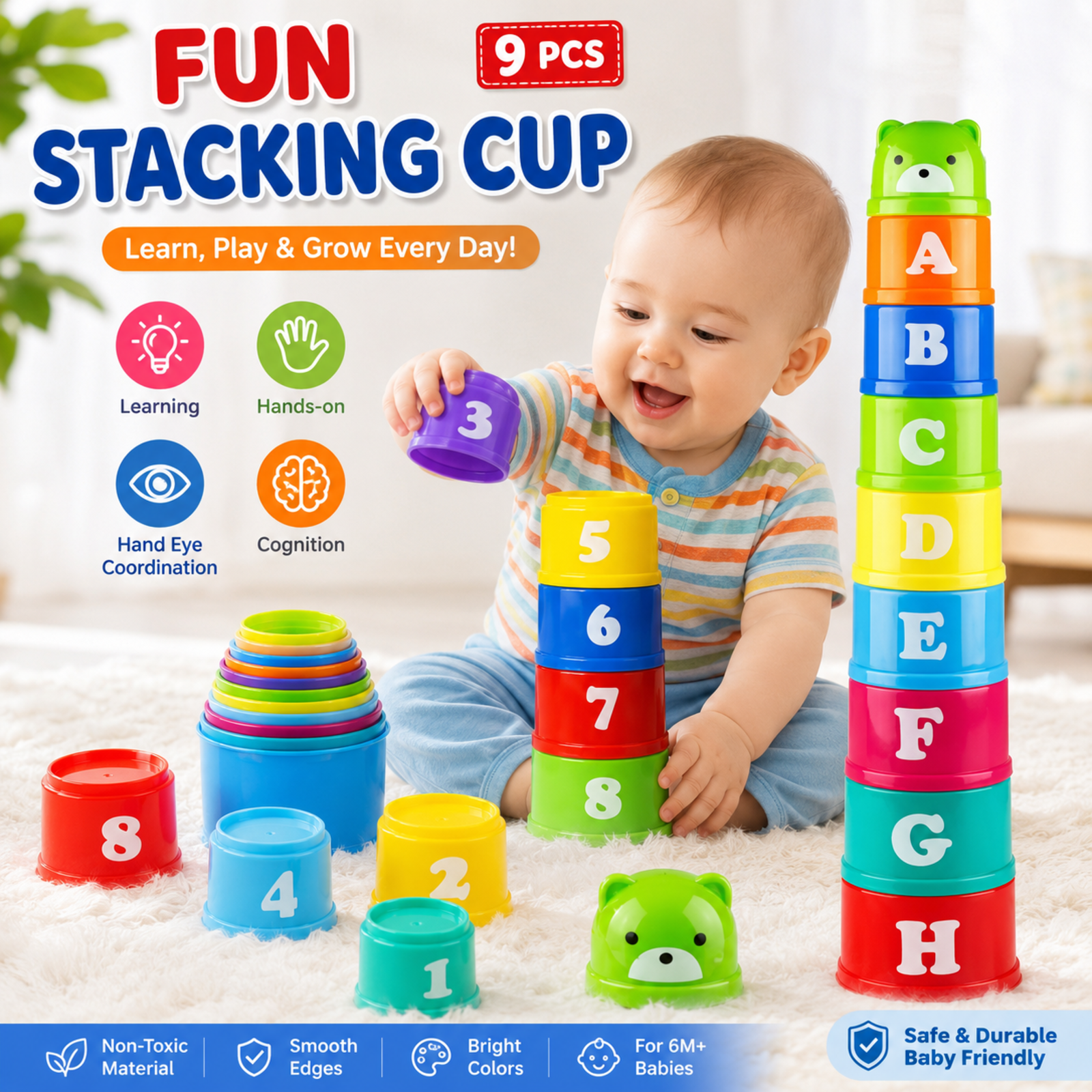 Fun Stacking Cup Toys (9 PCS)