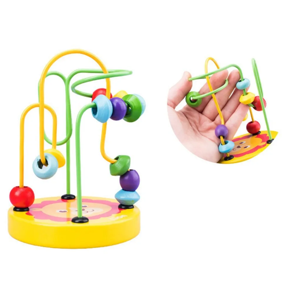 Educational Math Toy Wooden mini Circles Bead Wire Abacus Puzzle toys - Image 3