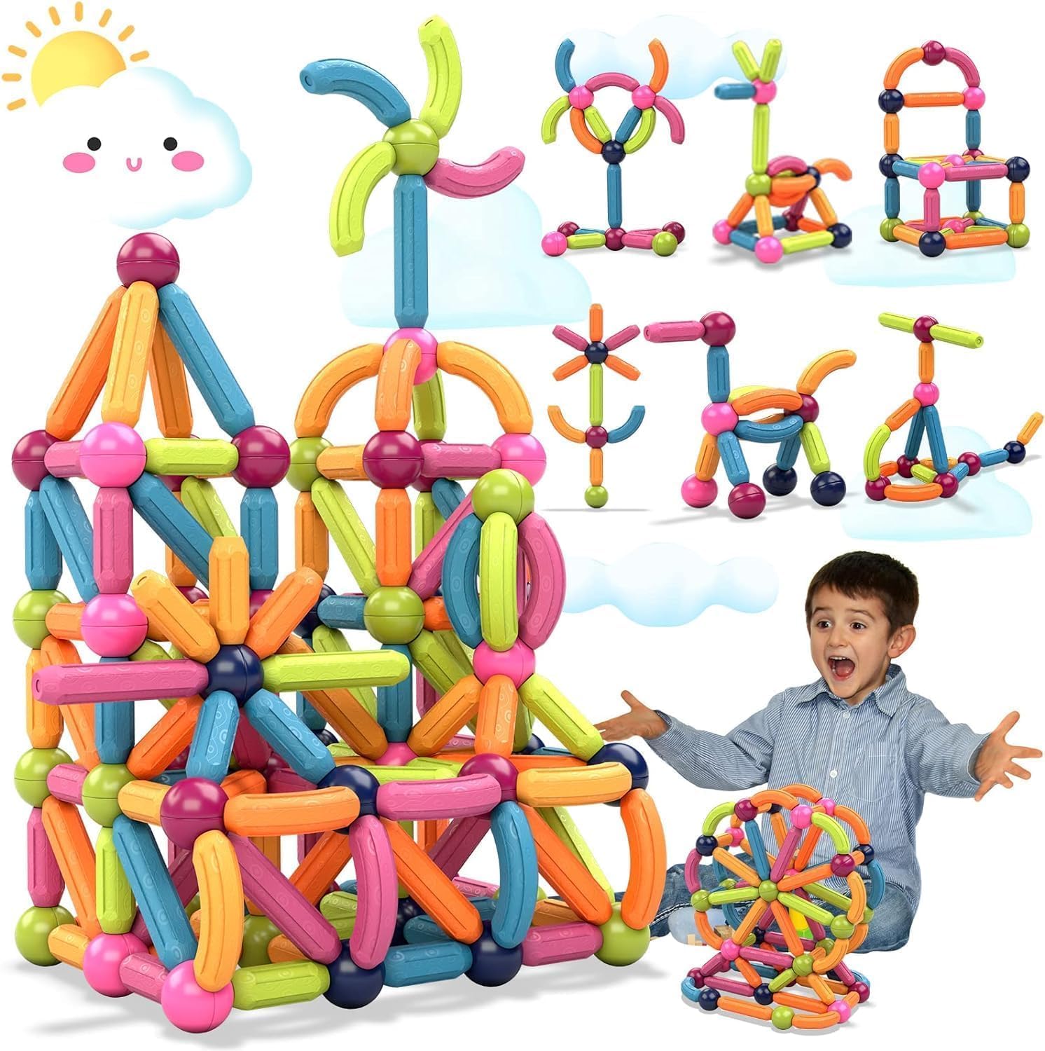 64 Pcs Premium Magnetic Stick STEM Toy