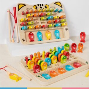 Wooden Frog Fishing and Bug Catching Game