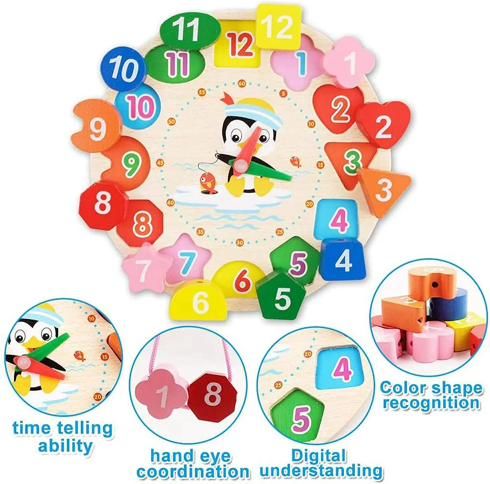 Wooden Penguin Clock Toy - Image 2