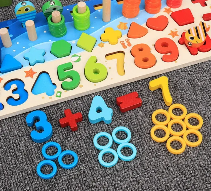6 in 1 Logarithmic Board- Activity Toys- Color, Count, Fishing, Shape, Number and Basic Math - Image 3
