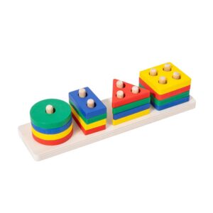Wooden 4 Pcs Straight Block Shape Sorting and Stacking Puzzle