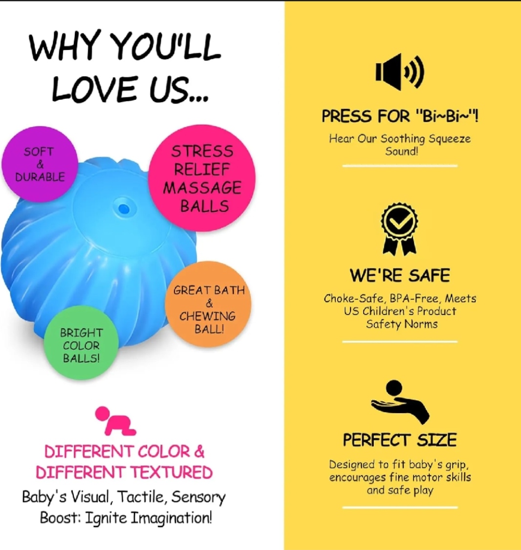 Baby Sensory Squeeze Balls Set (6pcs) - Image 3