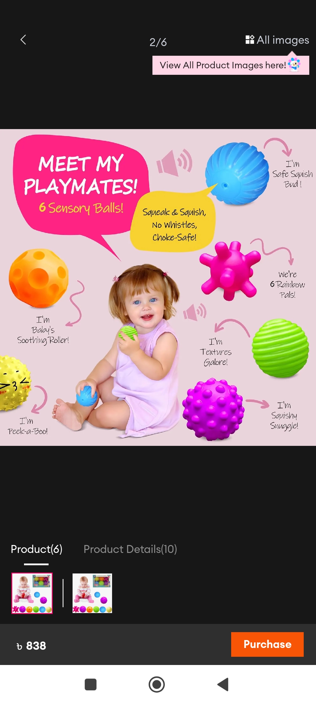 Baby Sensory Squeeze Balls Set (6pcs) - Image 9
