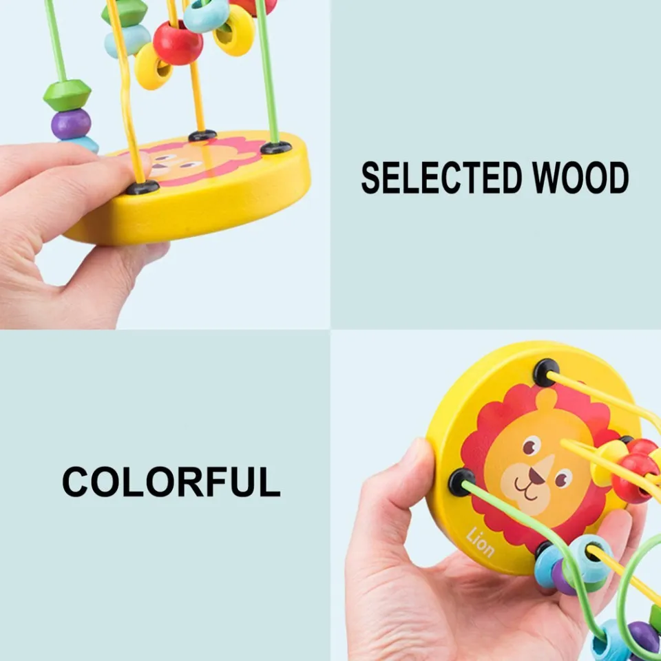 Educational Math Toy Wooden mini Circles Bead Wire Abacus Puzzle toys - Image 2