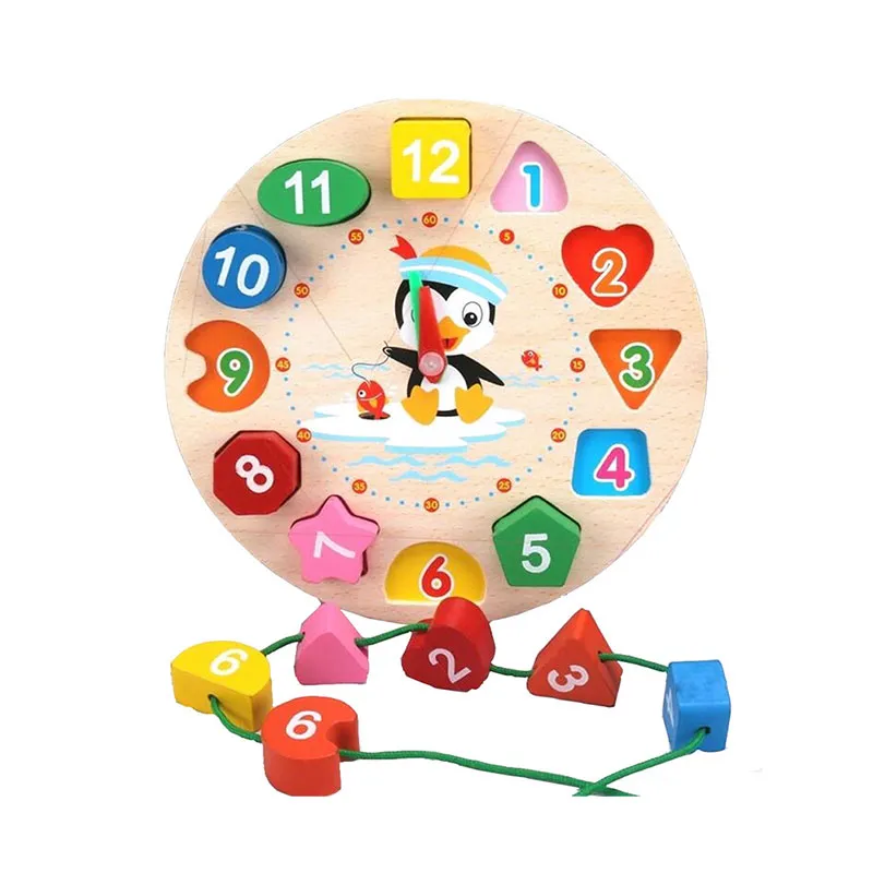 Wooden Penguin Clock Toy