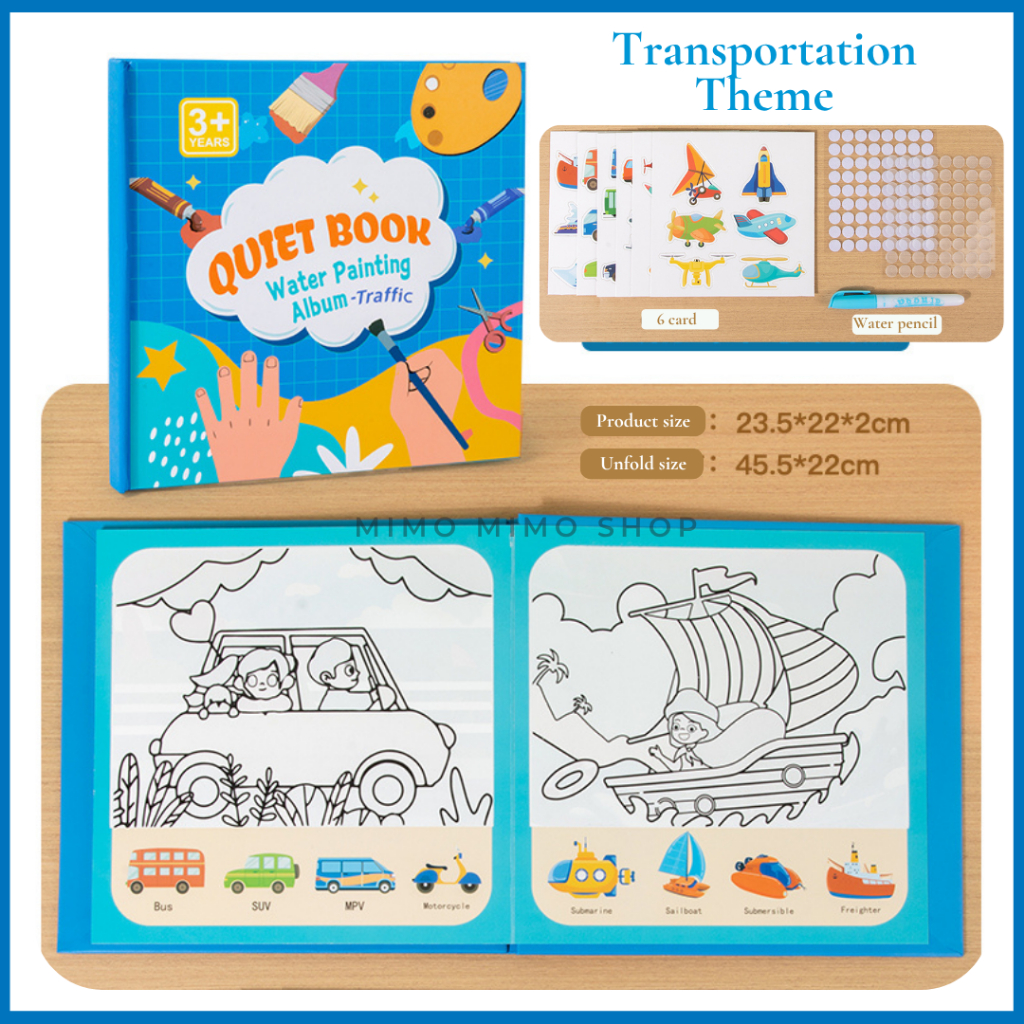 Quiet Book Water Painting Album Creativity Diy Transport ( Blue) - Image 5